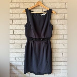 Trina Turk Black Midi Dress with Beaded Embellishment